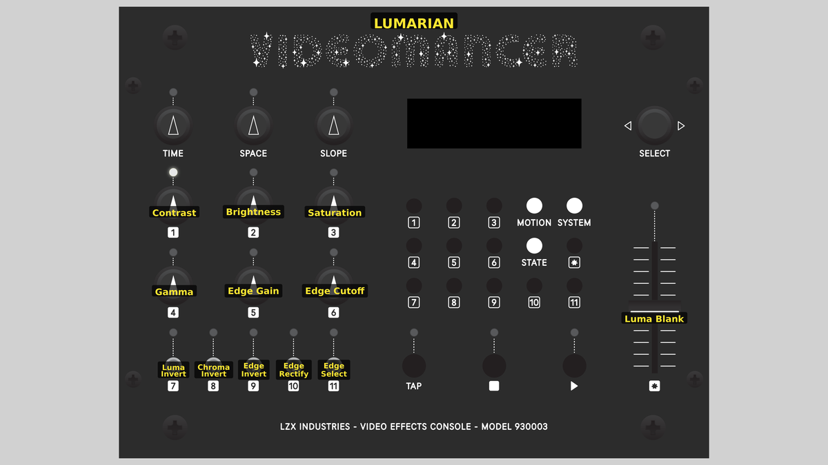 Videomancer front panel with Lumarian loaded