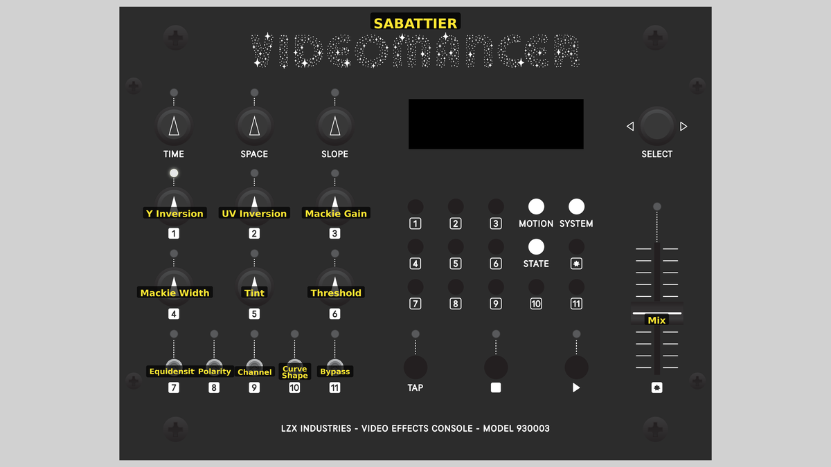 Videomancer front panel with Sabattier loaded