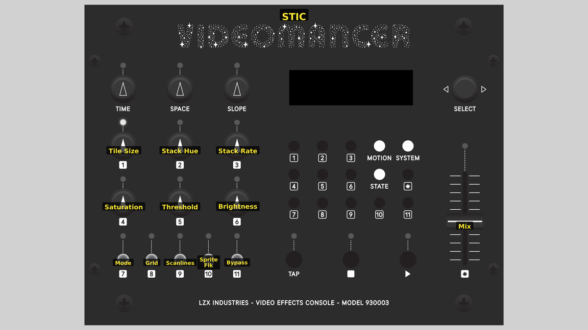 Videomancer front panel with STIC loaded