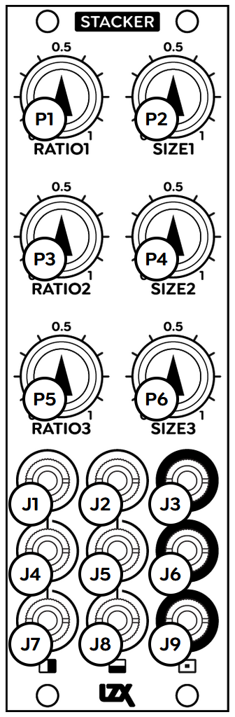 Stacker: labeled front panel controls