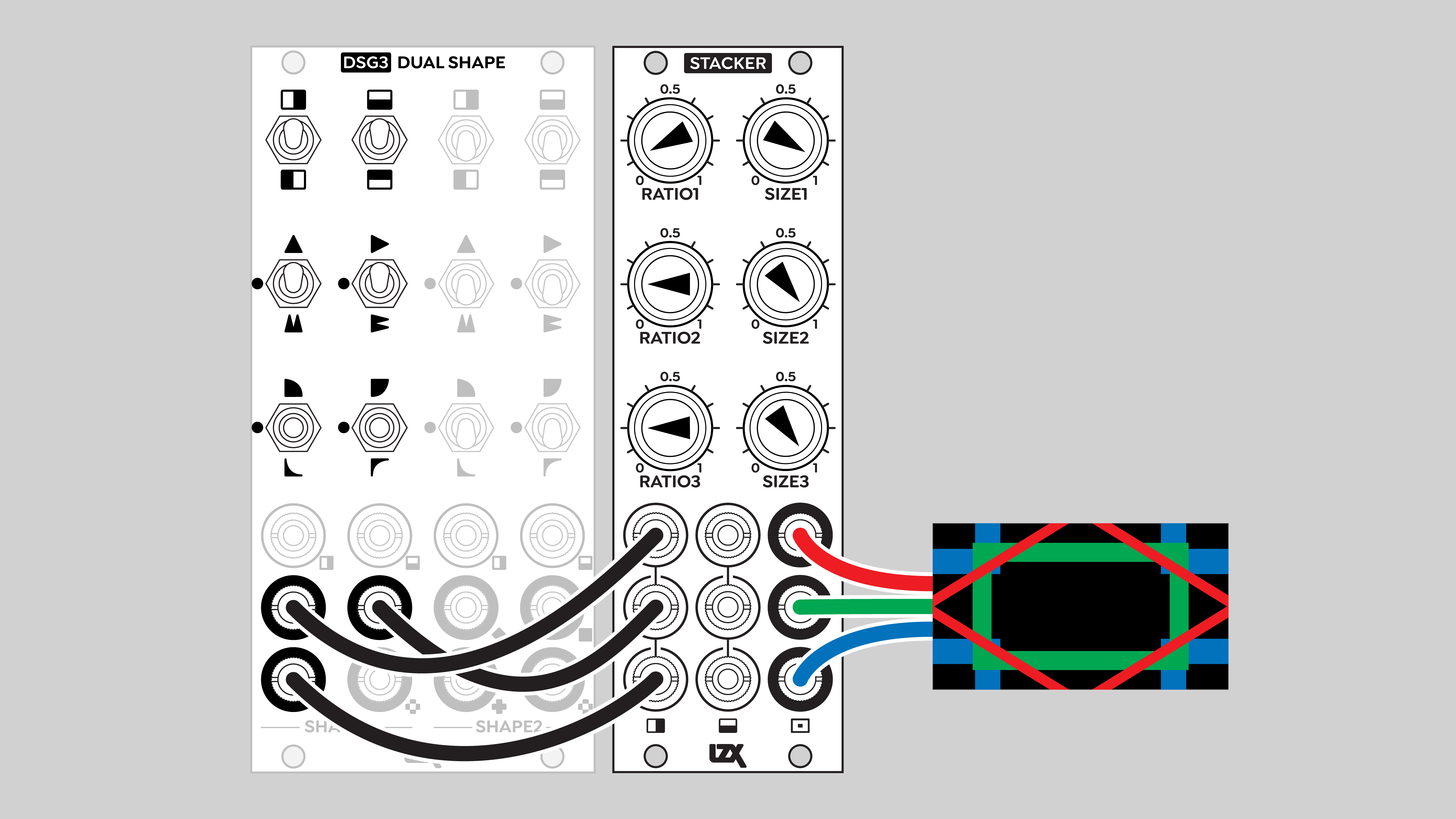 Stacker patch: three outputs of DSG3