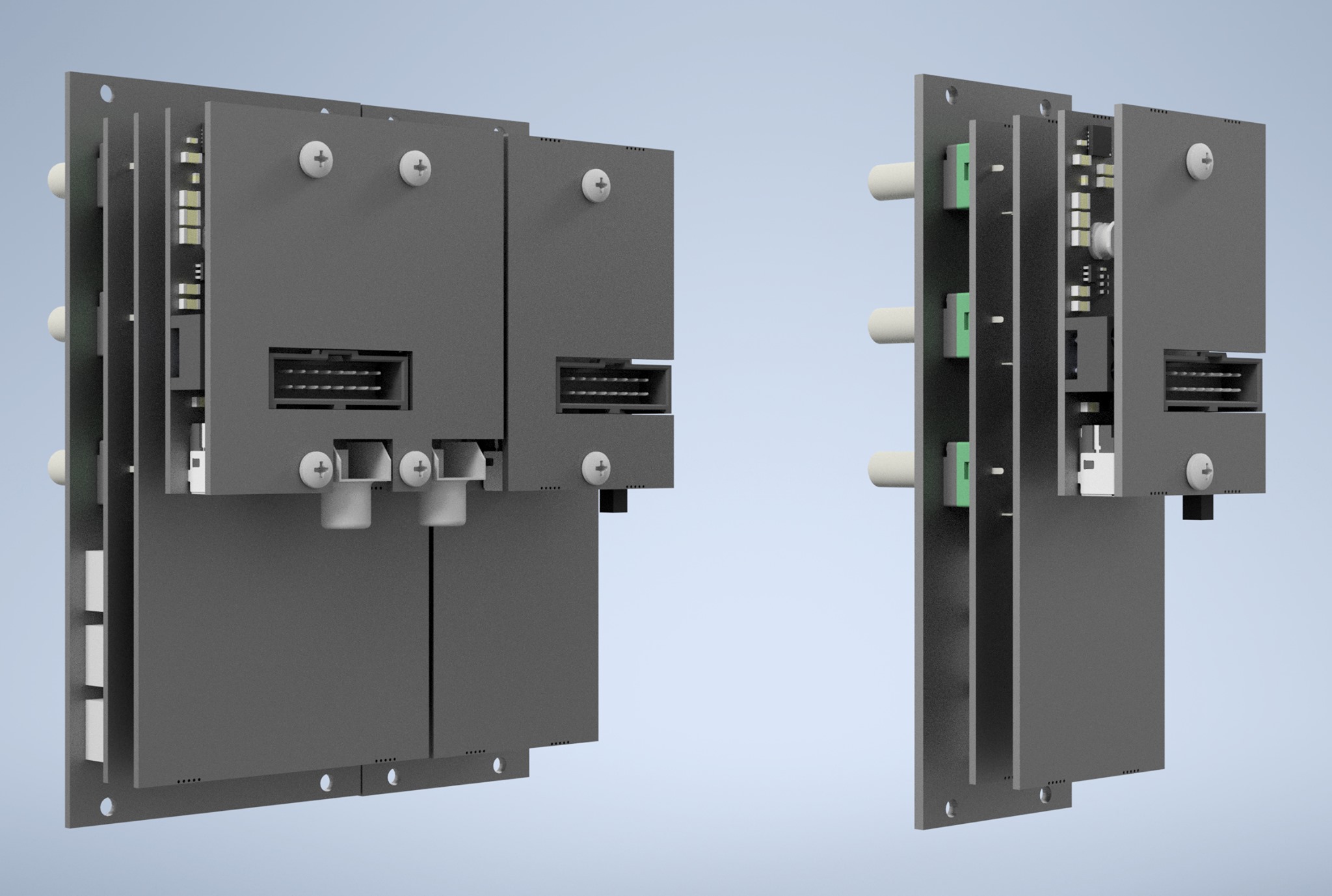 LZX 3rd Gen Module Power Design, 12HP & 8HP modules side by side from behind