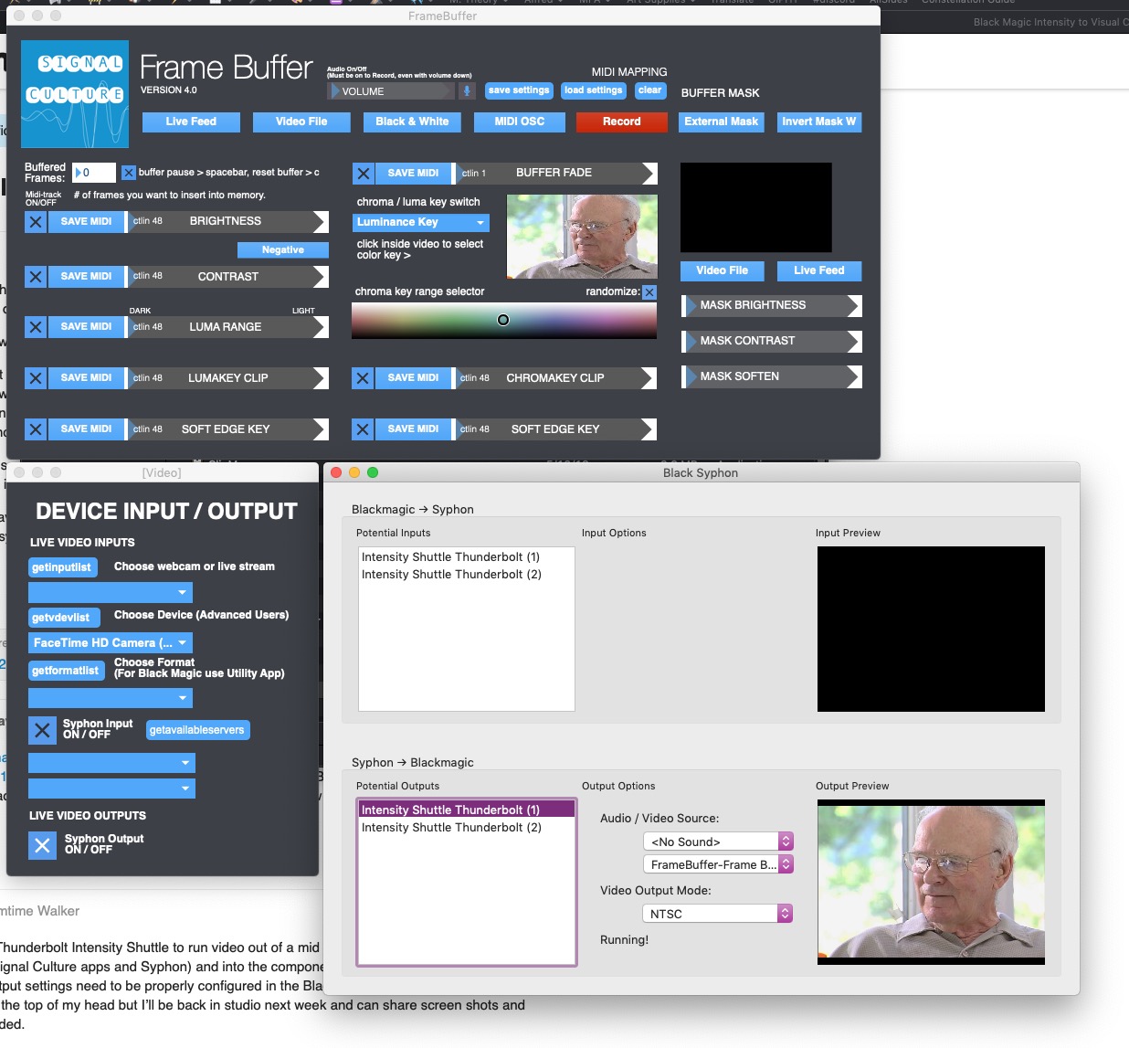 Frame Buffer Black Syphon Output Settings