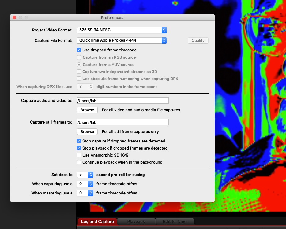 Blackmagic Media Express Input Settings
